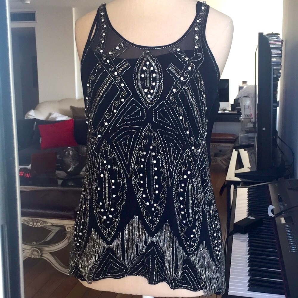 Joie Cotton Evening embellished Top XS like new